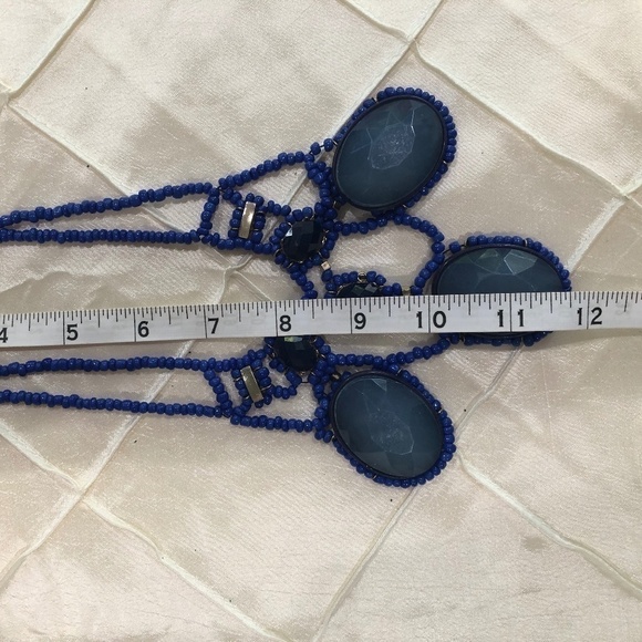 Anthropologie Blue Abundance Beaded Bib Statement Necklace - Picture 6 of 10